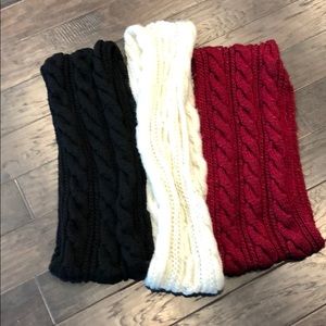 Set of three knit infinity scarves